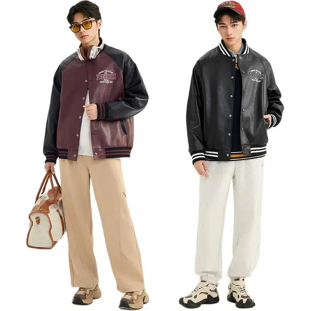 三福  宽松长袖翻领时尚舒适百搭棒球服 男款