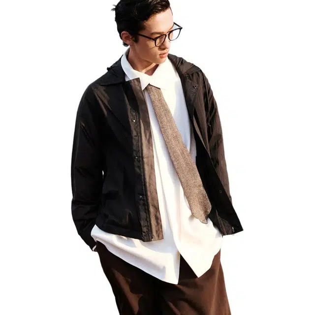 速写 宽松休闲连帽纯色常规长袖夹克外套 男款
