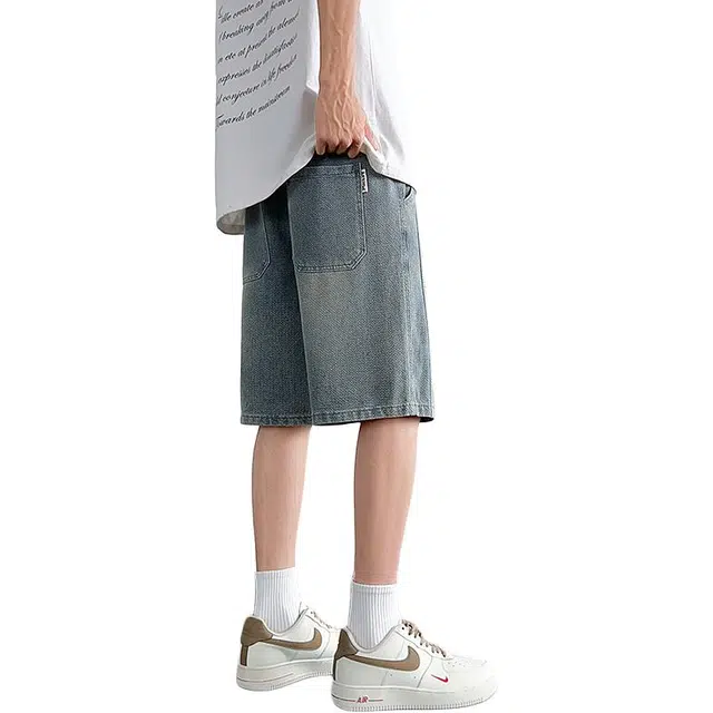 协协乐 星空纹男士夏季薄款凉感透气宽松百搭潮流直筒休闲五分中裤潮牌牛仔短裤 男款