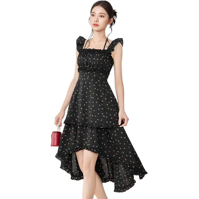 爱依服 波点合身薄款无袖连衣裙 女款