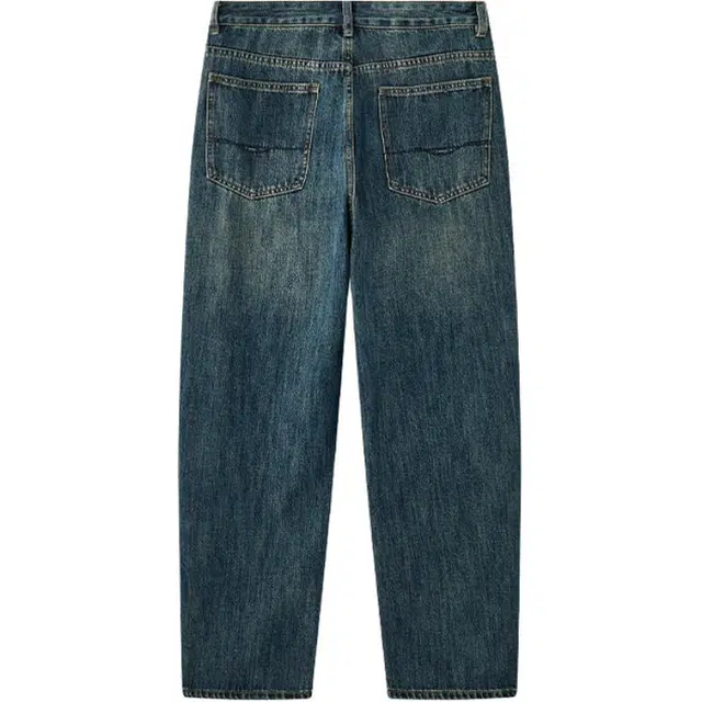 希越 直筒宽松美式高街复古水洗大码阔腿牛仔裤 男款