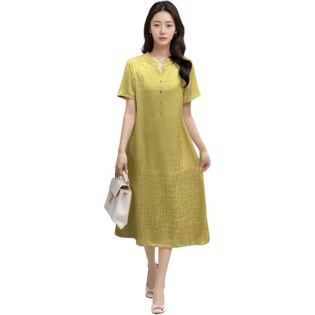 比利斯山羊 气质优雅新中式仿丝绸夏季连衣裙 女款