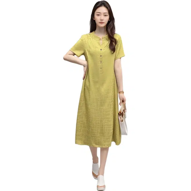 比利斯山羊 气质优雅新中式仿丝绸夏季连衣裙 女款