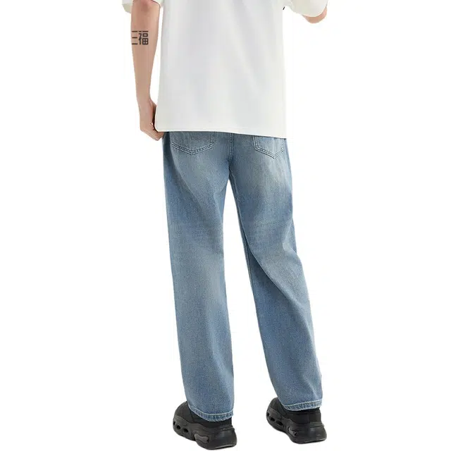 三福 经典洗水中腰长裤牛仔裤 男款