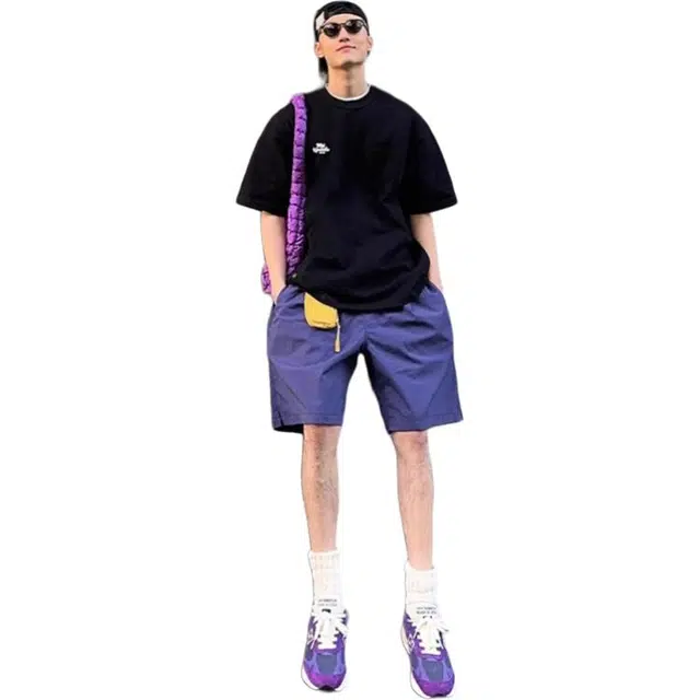 拓菲 葡萄速干运动男款夏季冰丝多巴胺裤子美式过膝沙滩五分裤休闲短裤 男女同款