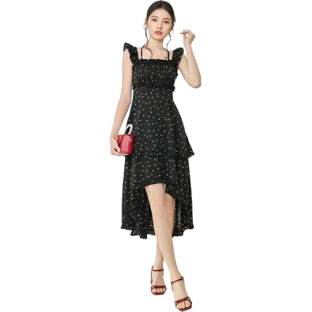 爱依服 波点合身薄款无袖连衣裙 女款