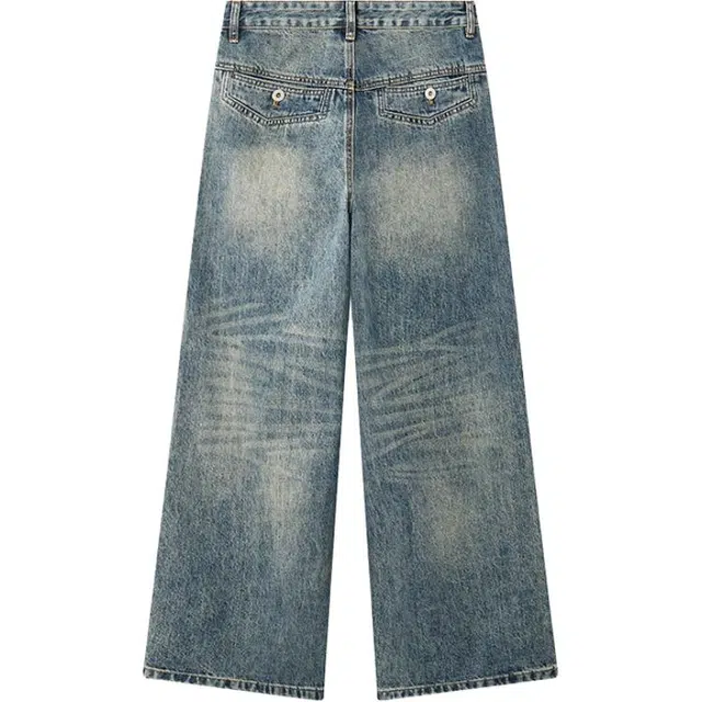 希越 美式复古水洗做旧潮牌宽松直筒阔腿垂感拖地长牛仔裤 男款