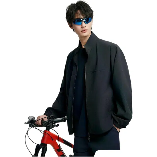 棉先生 宽松轻薄立领纯色落肩袖长袖夹克外套 男款