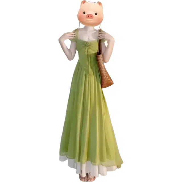 小菊川栗 法式气质海边度假高级感收腰显瘦长裙短袖连衣裙 女款