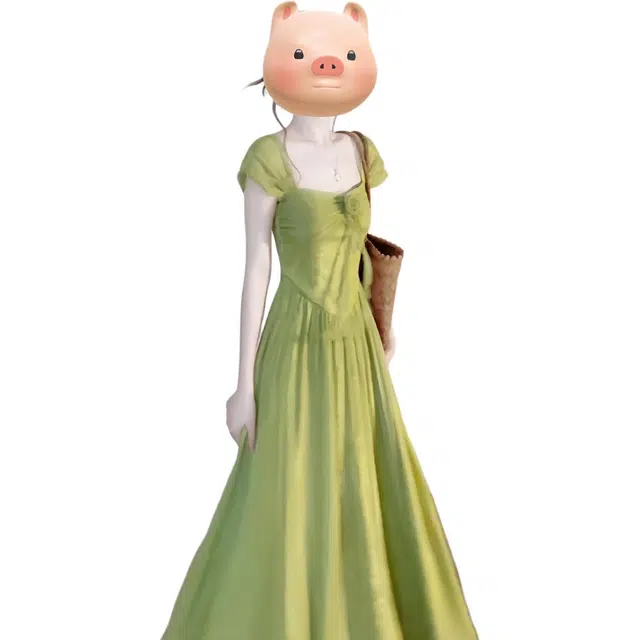 小菊川栗 法式气质海边度假高级感收腰显瘦长裙短袖连衣裙 女款