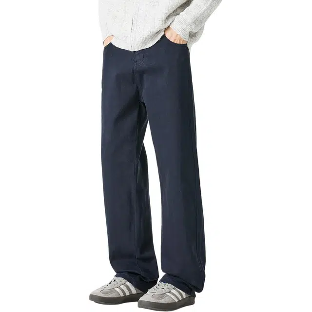 米素力 高端弹力青年纯色直筒美式中腰牛仔裤 男款