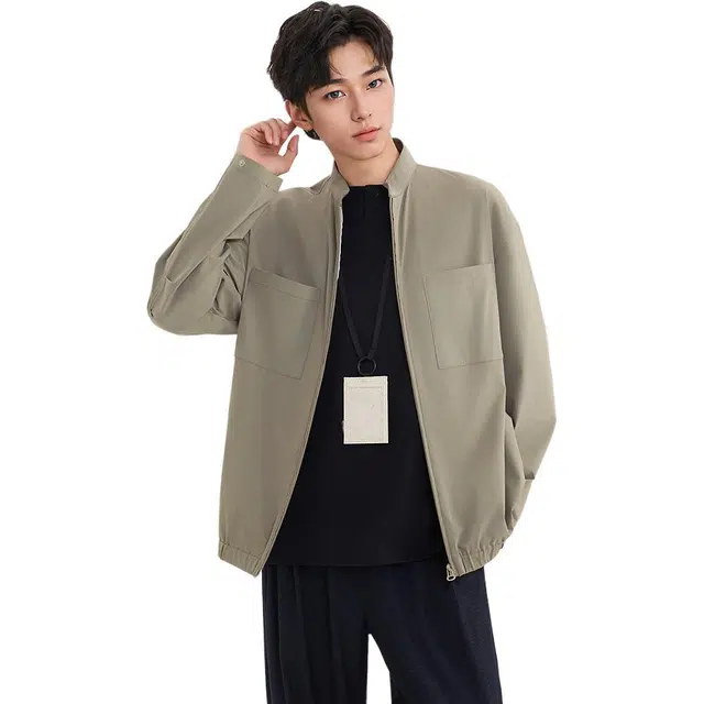 三福 夏季男士工装长袖立领标准夹克 男款