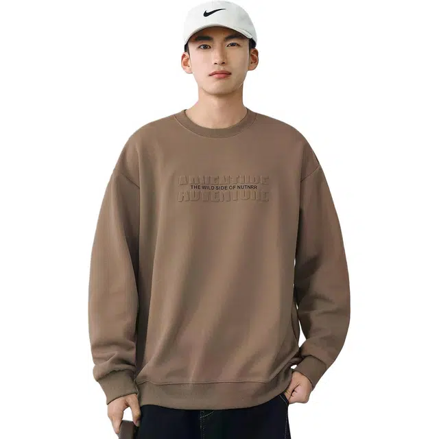 米素力 宽松休闲百搭印花落肩袖潮套头卫衣 男女同款