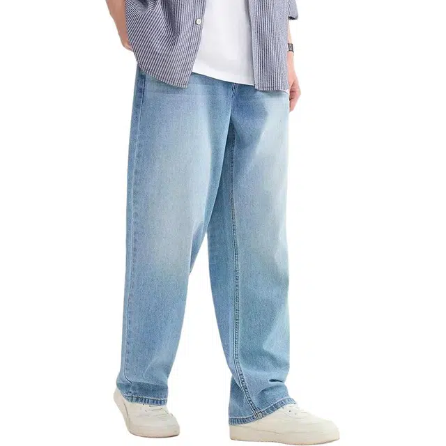 三福 宽松直筒时尚中腰长裤牛仔裤 男款