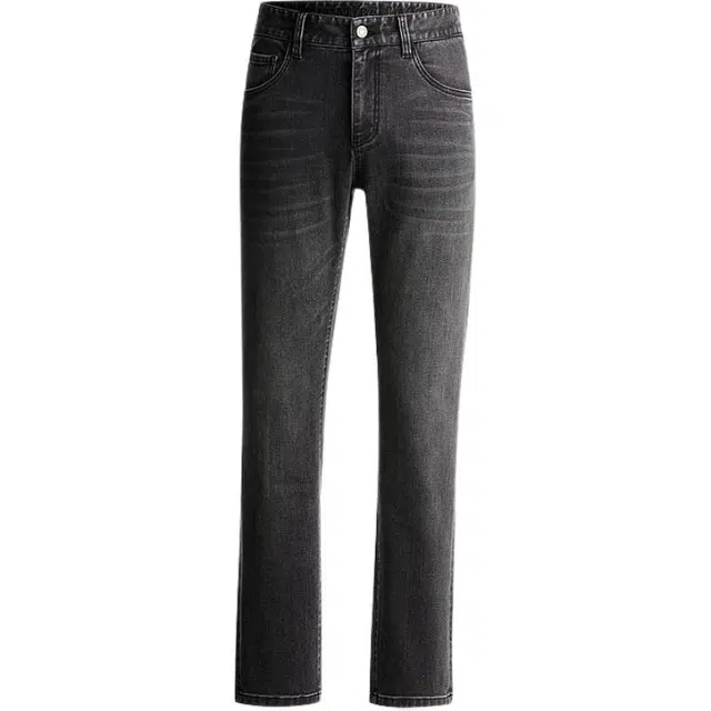 比音勒芬 静默复古穿搭舒适百搭时尚大气气质时尚休闲复古字母合身直筒秋季中腰长裤牛仔裤 男款