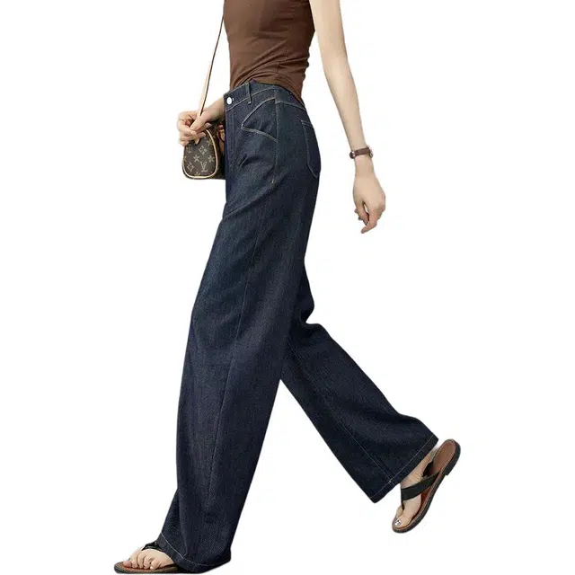 娅丽达 轻奢阔腿裤宽松通勤长裤牛仔裤 女款