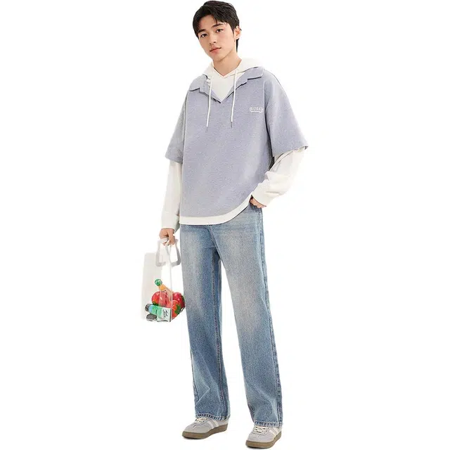 三福 休闲宽松中腰时尚轻松简约牛仔裤 男款