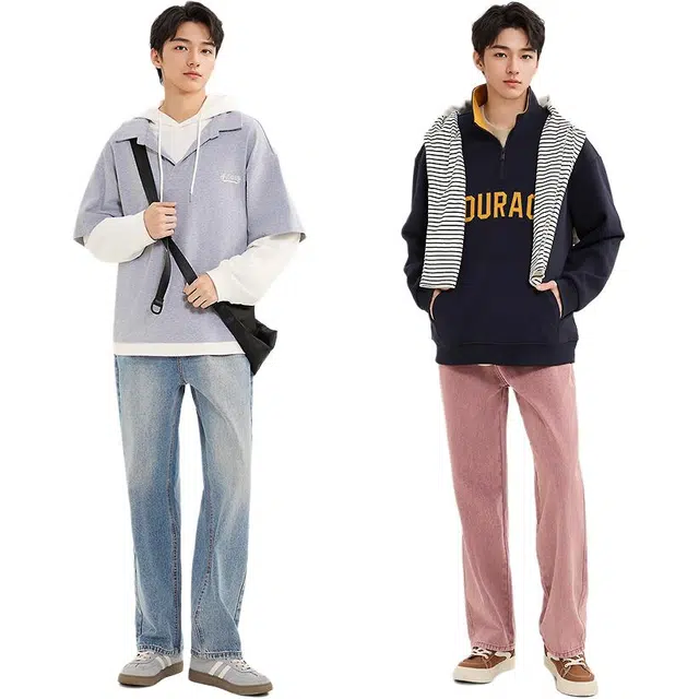 三福 休闲宽松中腰时尚轻松简约牛仔裤 男款