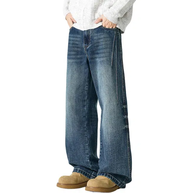 米素力 秋季时尚高级感直筒休闲中腰牛仔裤 男女同款