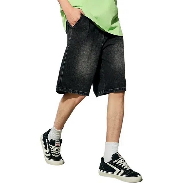 三福 潮流复古中腰五分裤牛仔短裤 男款
