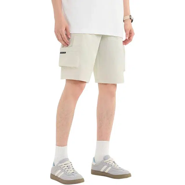 三福 橡筋腰户外简约时尚直筒裤中腰五分裤工装短裤 男款