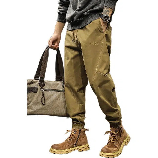 路杰邦 美式重磅时尚男士宽松束脚裤男复古潮流时尚百搭大码休闲长裤工装裤 男款