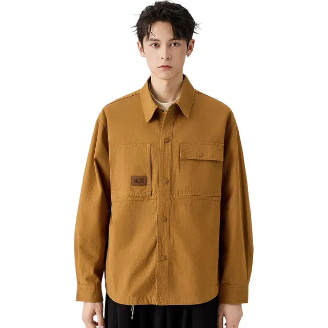 米素力 宽松大码休闲常规长袖衬衫 男款