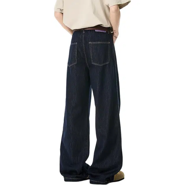 米素力 阔腿裤宽松慵懒风中腰长裤牛仔裤 男款