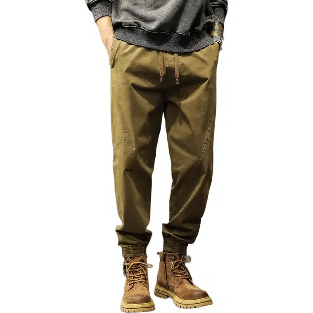 路杰邦 美式重磅时尚男士宽松束脚裤男复古潮流时尚百搭大码休闲长裤工装裤 男款