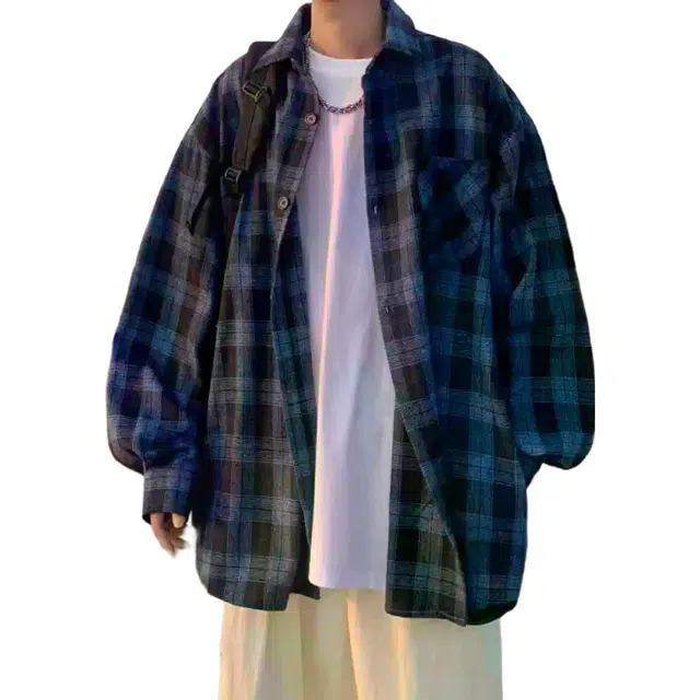 北极绒 格子薄款休闲翻领舒适百搭长袖夹克 男款