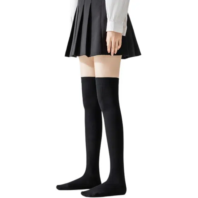 拾袜记 舒适亲肤纯色简约防滑高筒袜 女款 组合装