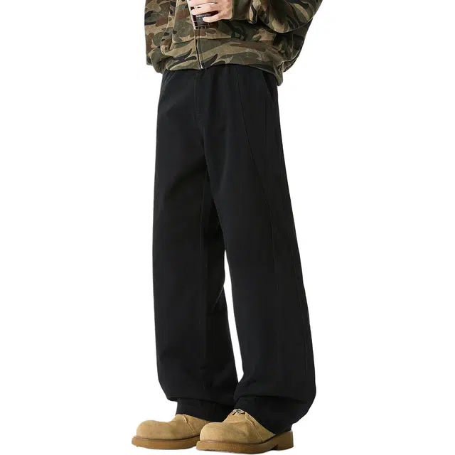 米素力 秋季美式纯色休闲中腰牛仔裤 男款