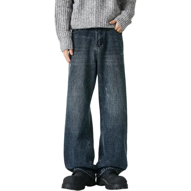 米素力 高级感潮流高端宽松休闲中腰牛仔裤 男女同款