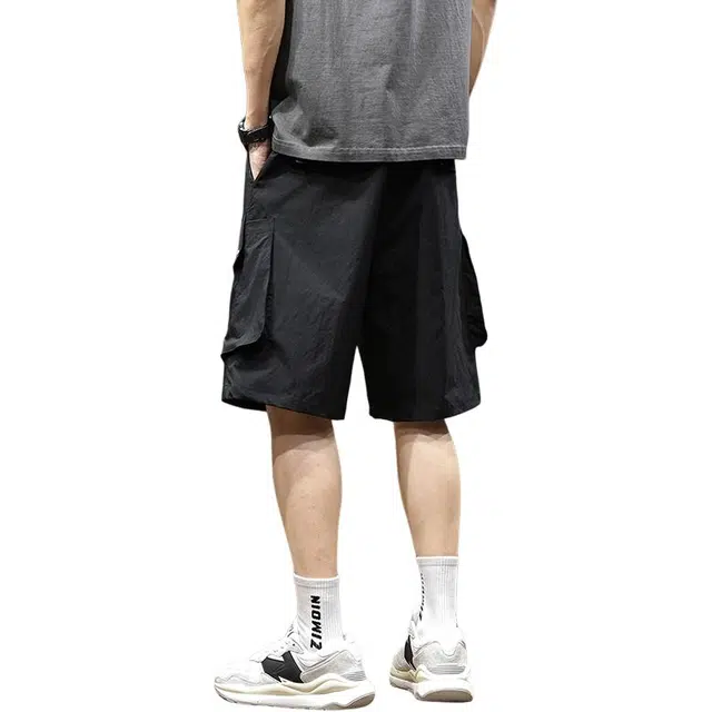 协协乐 夏季薄款凉感透气冰丝美式宽松休闲潮牌速干户外百搭运动五分中裤工装短裤 男款