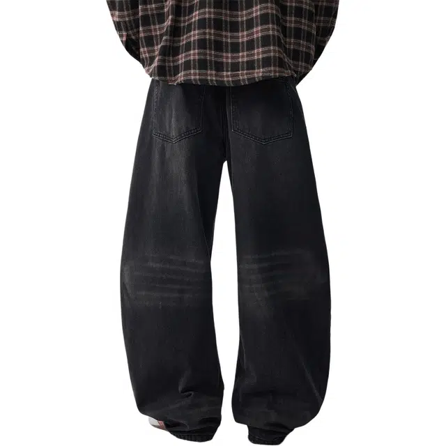 米素力 复古高街纯色宽松休闲中腰牛仔裤 男女同款