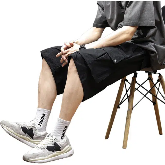 协协乐 夏季薄款凉感透气冰丝美式宽松休闲潮牌速干户外百搭运动五分中裤工装短裤 男款