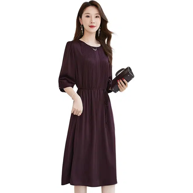 水墨佳人 通勤时尚休闲简约短袖连衣裙 女款