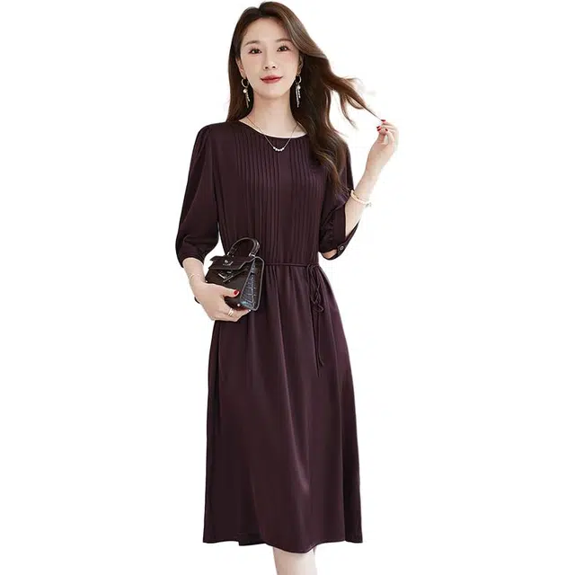 水墨佳人 通勤时尚休闲简约短袖连衣裙 女款