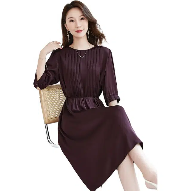 水墨佳人 通勤时尚休闲简约短袖连衣裙 女款