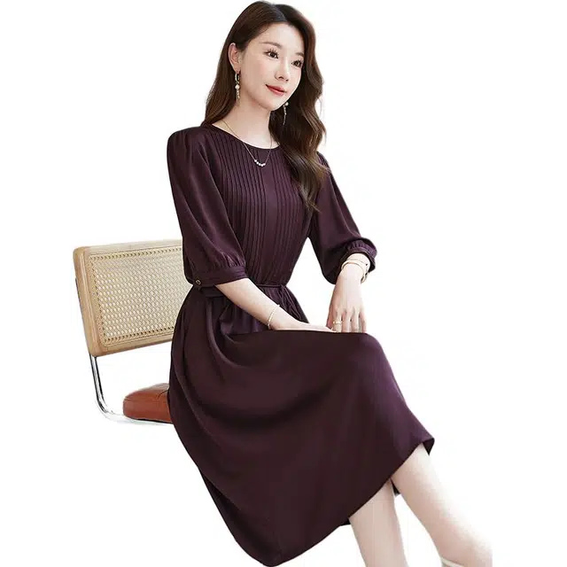 水墨佳人 通勤时尚休闲简约短袖连衣裙 女款