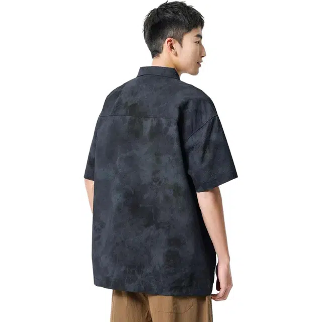 米素力 冰丝高级感半袖字母落肩袖短袖翻领标准衬衫 男款