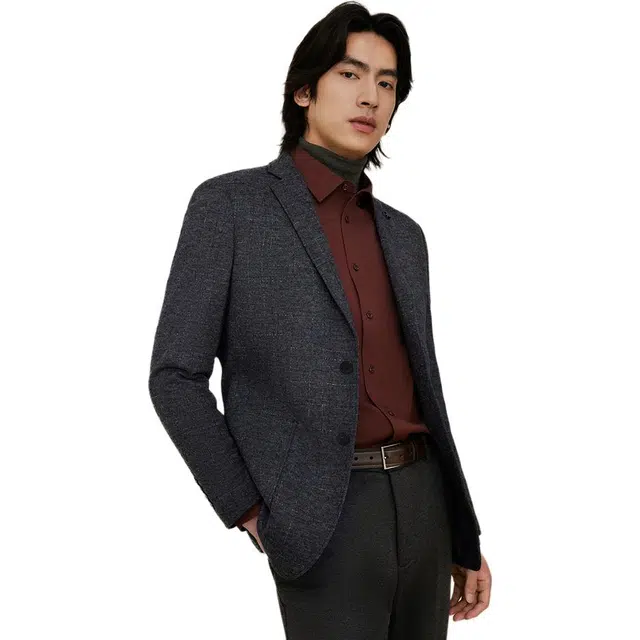 红豆 羊毛春季休闲标准便服单西长袖西装 男款