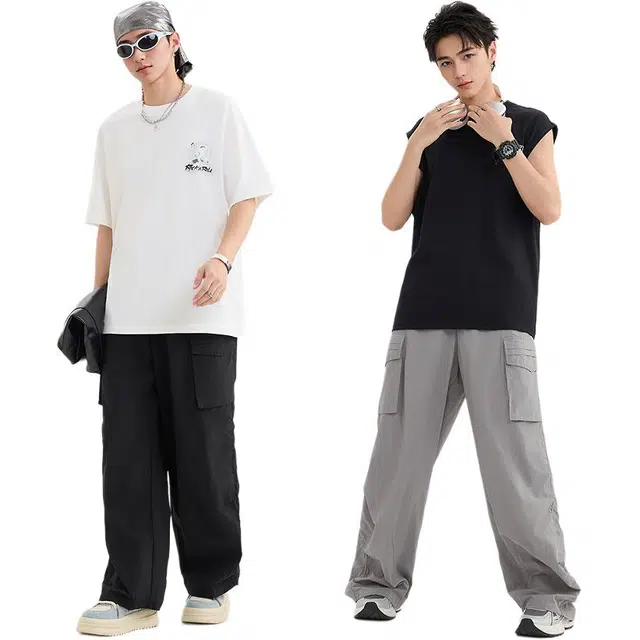 三福 夏季户外抽褶中腰长裤工装裤 男款