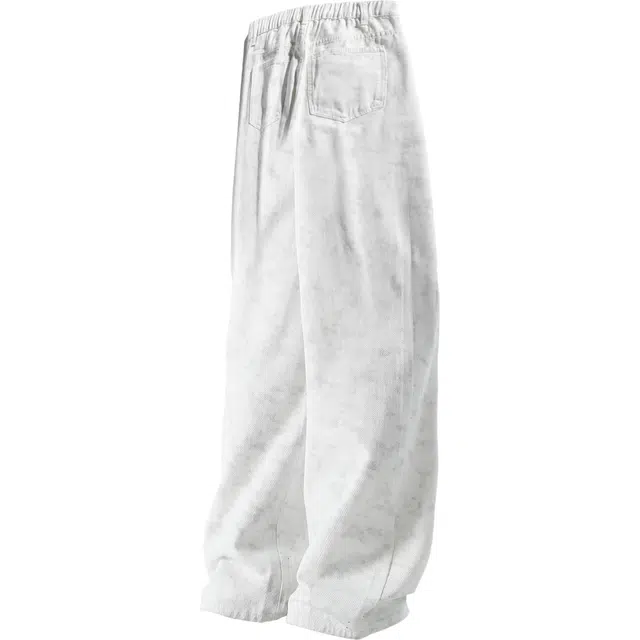 吾皇猫 美式复古高街纯棉水洗做旧扎染设计宽松百搭直筒垂感拖地休闲纽扣中腰牛仔裤 男女同款