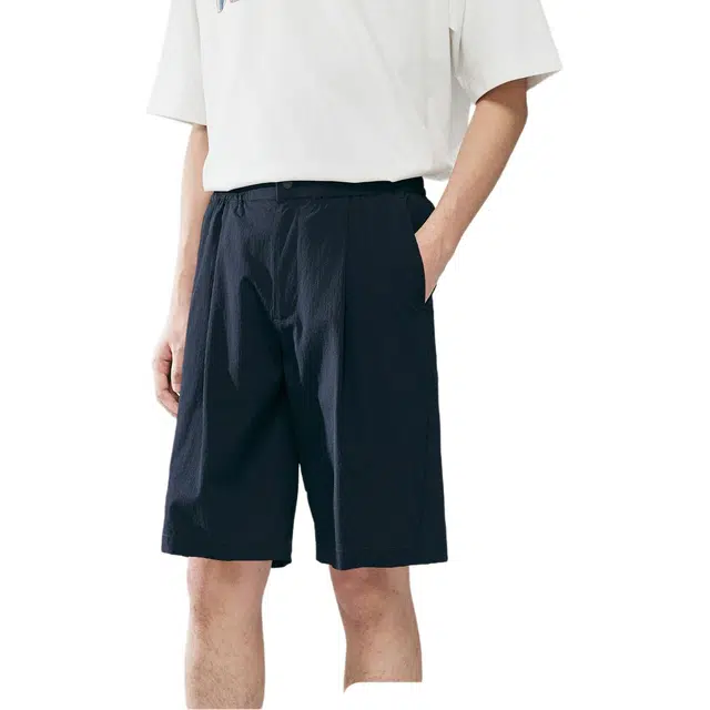 棉先生 超轻速干夏季纯色松紧腰休闲短裤 男款