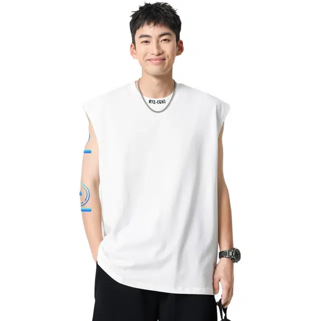 米素力 抗菌凉感夏季纯色圆领背心 男款