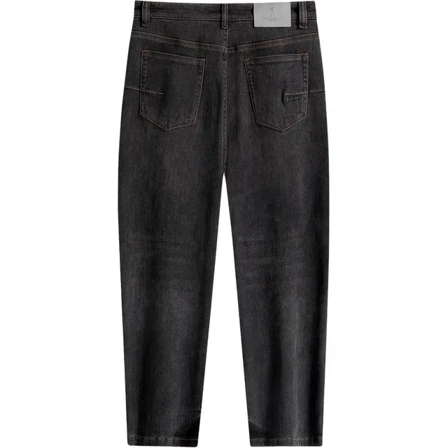 与狼共舞 羊毛天丝时尚褶皱水洗柔软弹力耐磨舒适直筒长裤牛仔裤 男款