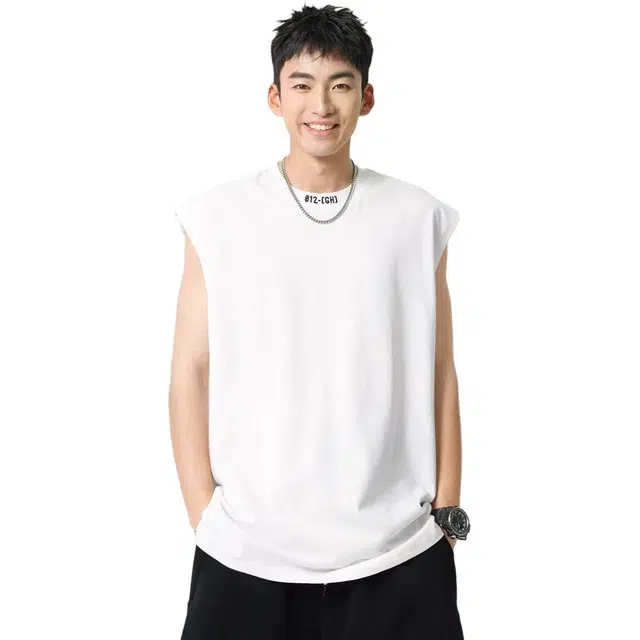 米素力 抗菌凉感夏季纯色圆领背心 男款