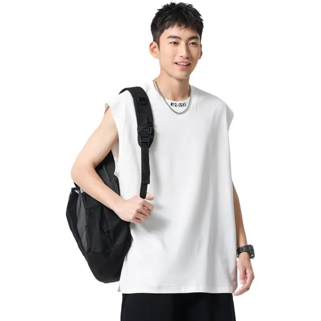 米素力 抗菌凉感夏季纯色圆领背心 男款