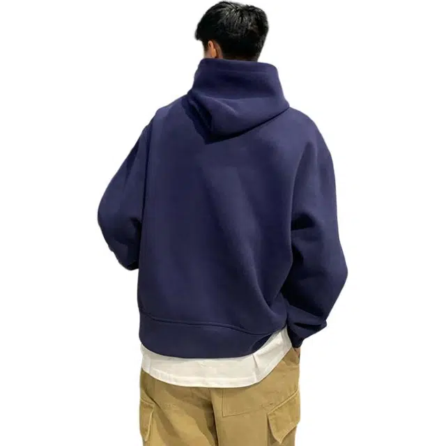 单爵 连帽上衣男秋季硬挺美式外套复古短宽帽衫卫衣 男女同款